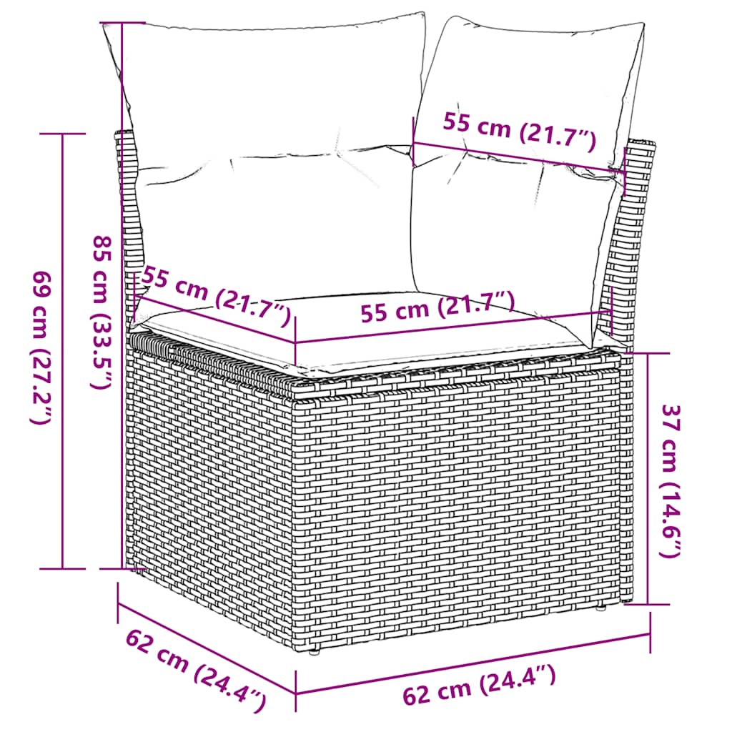 6-dijelni set vrtnih sofa s jastucima bež od poliratana bagrem