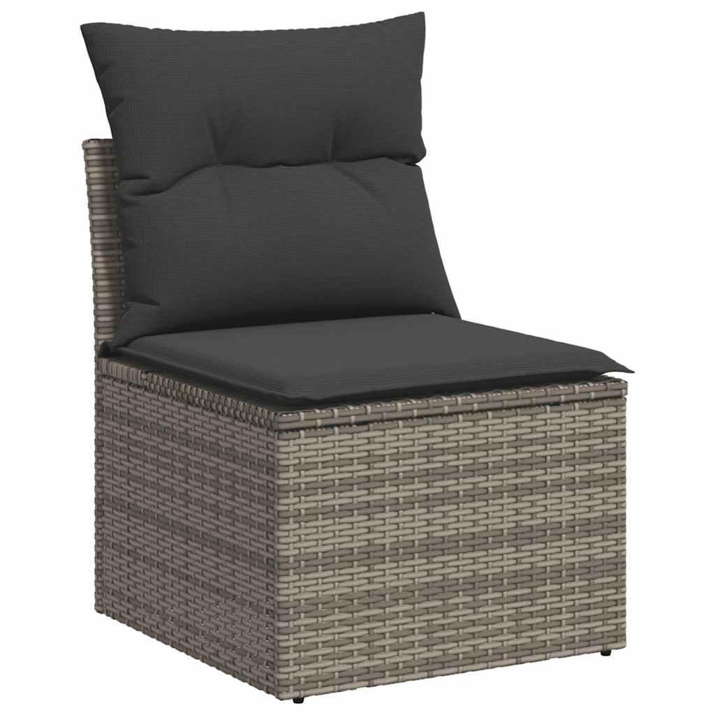 7-dijelni set vrtnih sofa poliratan i bagrem s jastucima sivi
