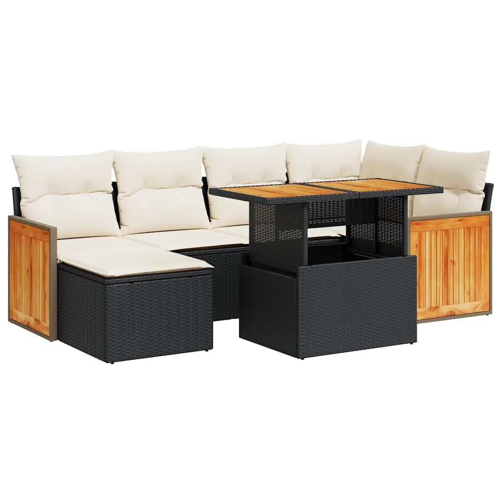 7-dijelni set vrtnih sofa od poliratana s jastucima crni bagrem