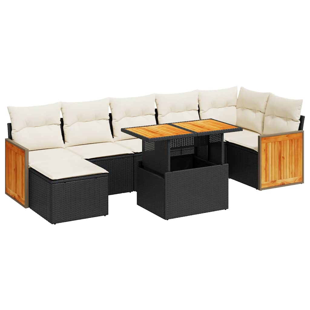 8-dijelni set vrtnih sofa od poliratana s jastucima crni bagrem