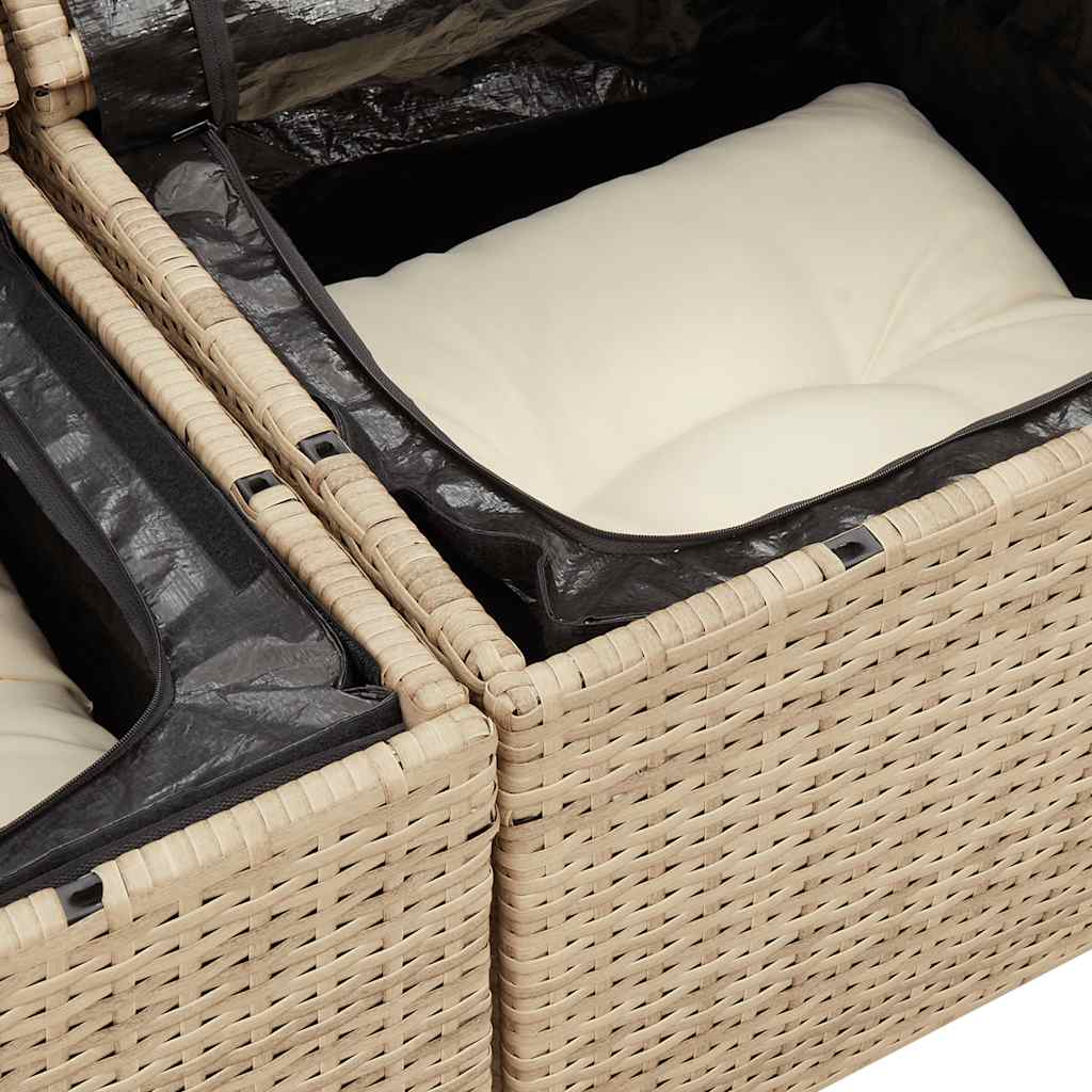 10-dijelni set vrtnih sofa s jastucima bež od poliratana bagrem
