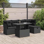 6-dijelni set vrtnih sofa s jastucima crni od poliratana