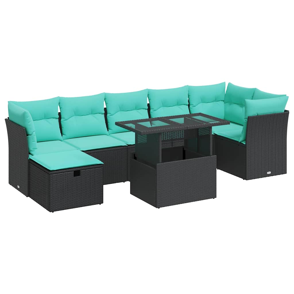 8-dijelni set vrtnih sofa od poliratana s jastucima sivi bagrem