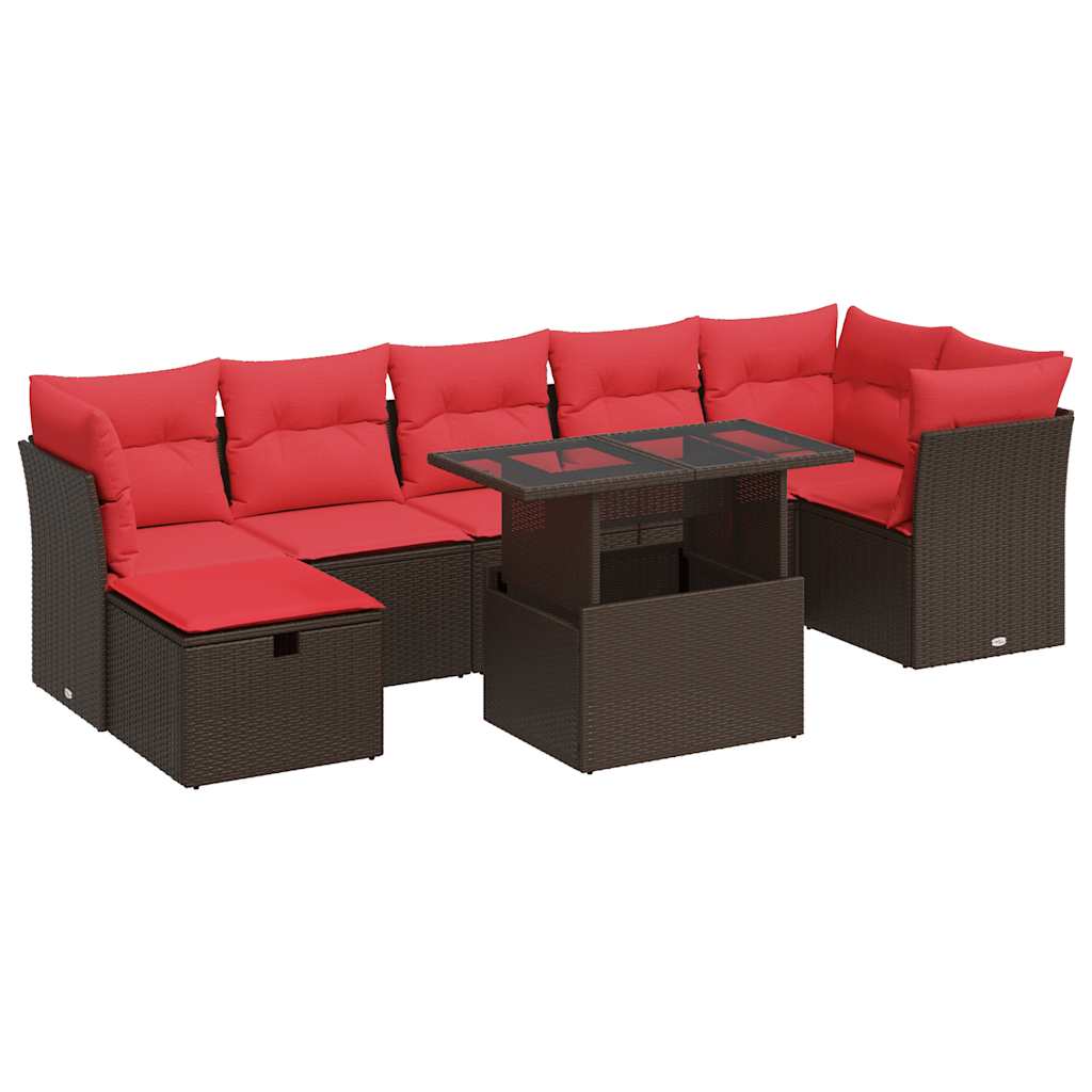 8-dijelni set vrtnih sofa od poliratana s jastucima smeđi