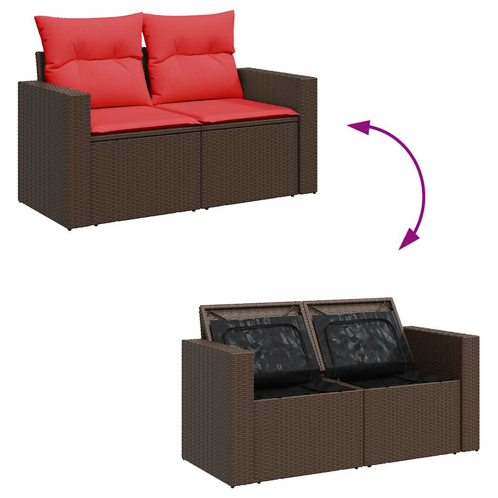 6-dijelni set vrtnih sofa s jastucima smeđi od poliratana bagrem