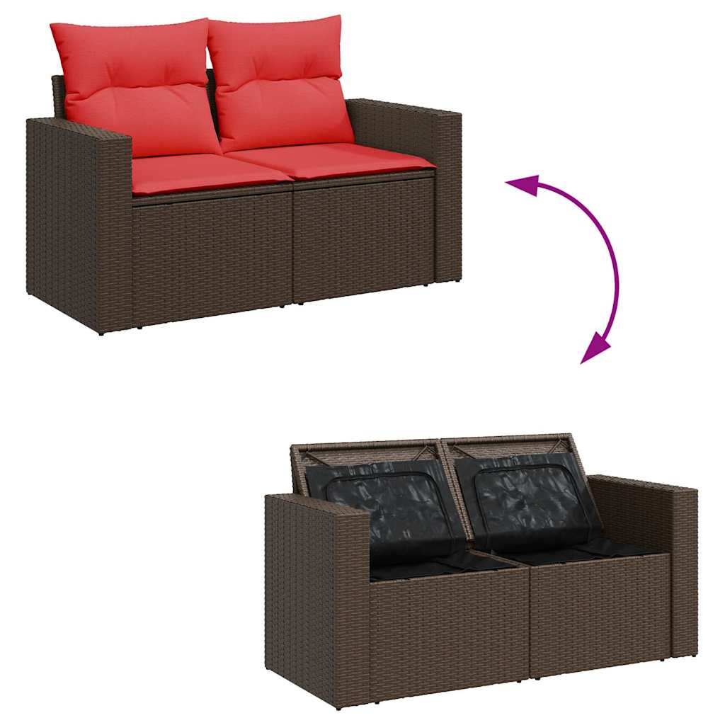7-dijelni set vrtnih sofa od poliratana s jastucima smeđi bagrem
