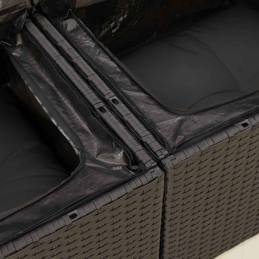 6-dijelni set vrtnih sofa s jastucima crni od poliratana
