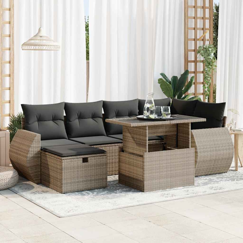 7-dijelni set vrtnih sofa sivi od poliratana