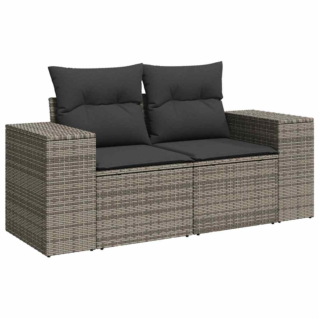 6-dijelni set vrtnih sofa od poliratana s jastucima sivi