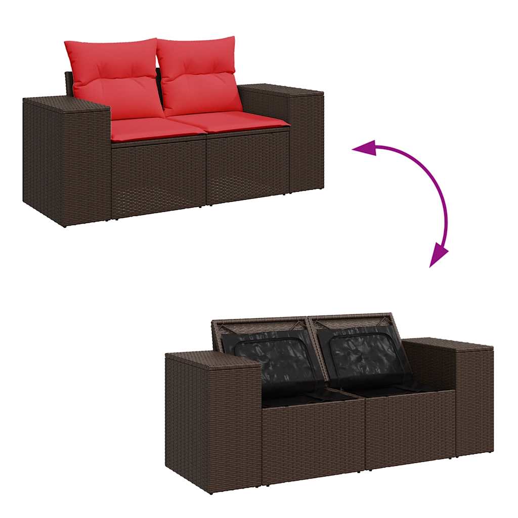 6-dijelni set vrtnih sofa s jastucima smeđi od poliratana