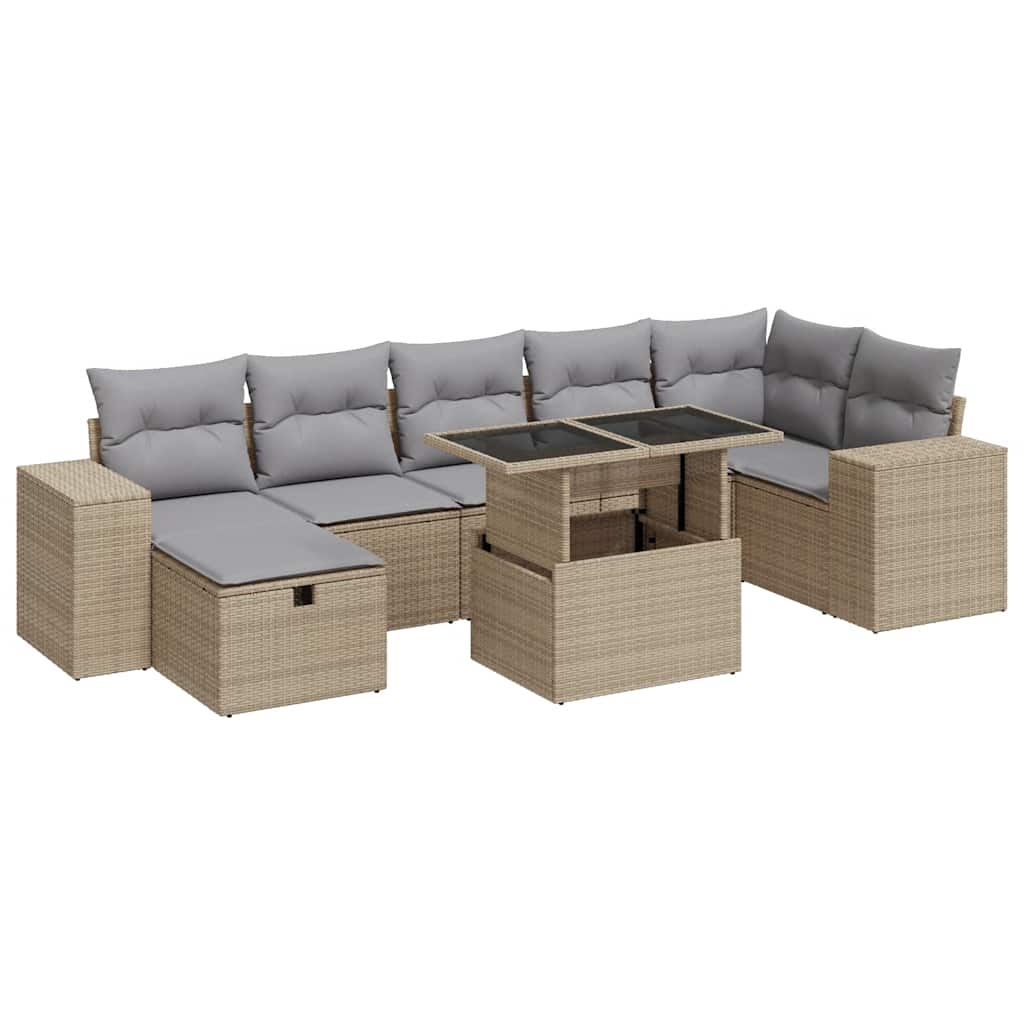 5-dijelni vrtni set sofa s jastucima bež od poliratana