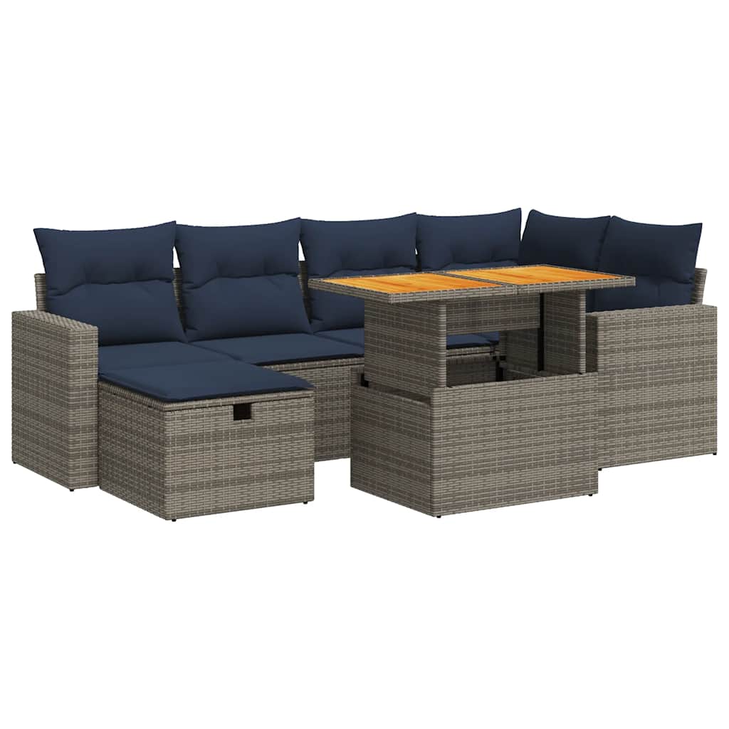 7-dijelni set vrtnih sofa od poliratana s jastucima crni bagrem
