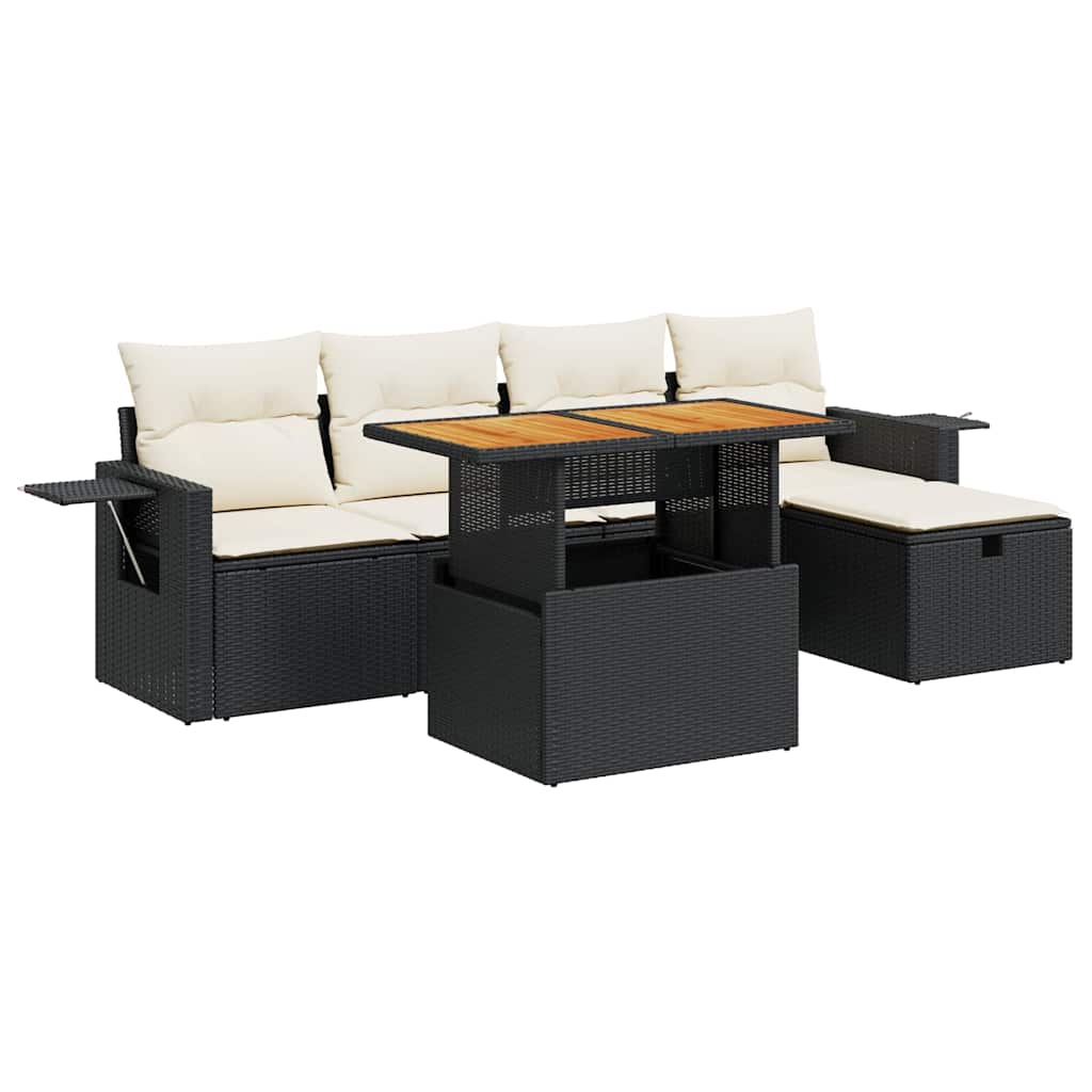 6-dijelni set vrtnih sofa s jastucima crni od poliratana bagrem