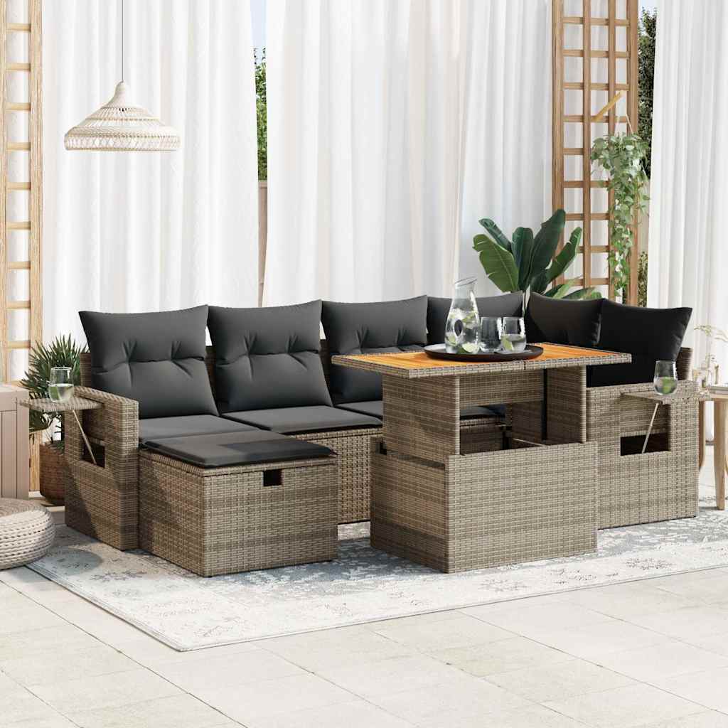 8-dijelni set vrtnih sofa od poliratana s jastucima sivi bagrem