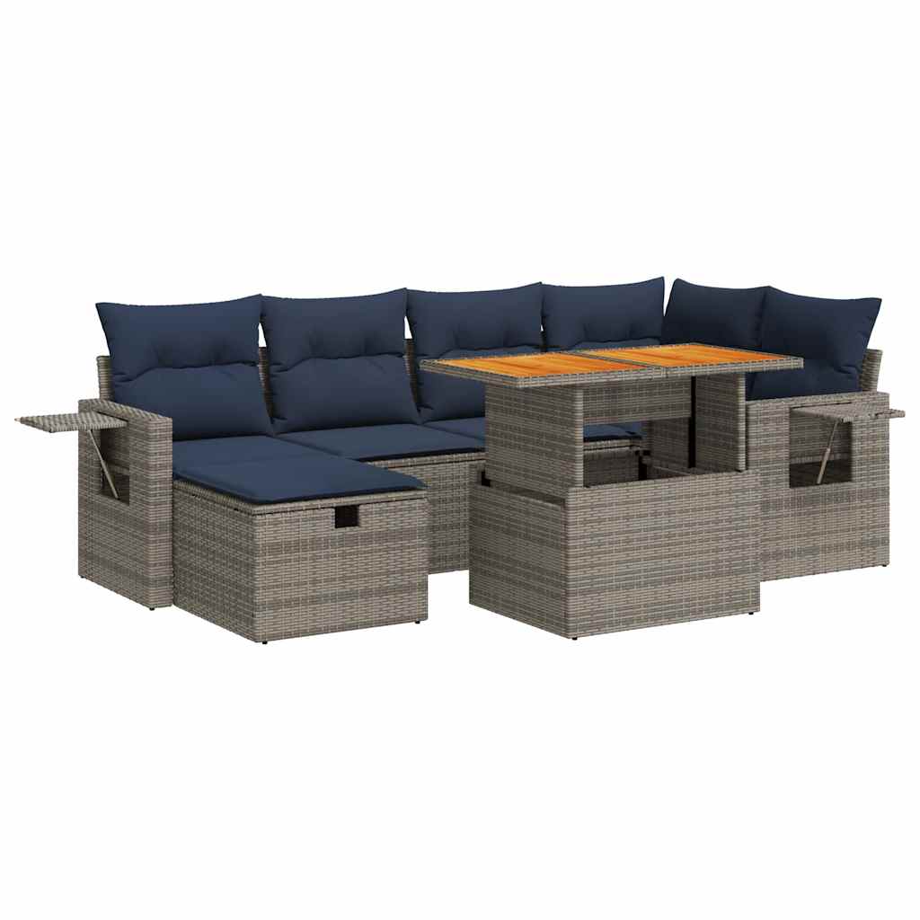 7-dijelni set vrtnih sofa od poliratana s jastucima crni bagrem
