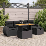 6-dijelni set vrtnih sofa s jastucima crni od poliratana bagrem