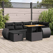 8-dijelni set vrtnih sofa od poliratana s jastucima crni bagrem