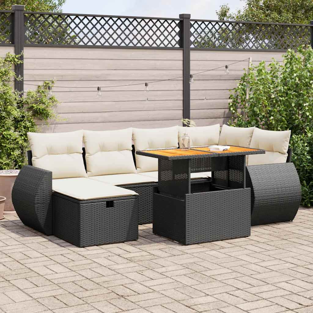 8-dijelni set vrtnih sofa od poliratana s jastucima crni bagrem