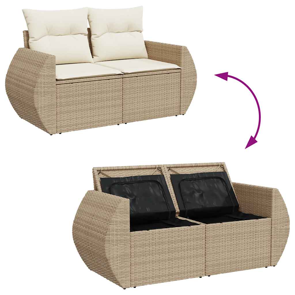 5-dijelni set vrtnih sofa s jastucima poliratan i bagrem bež
