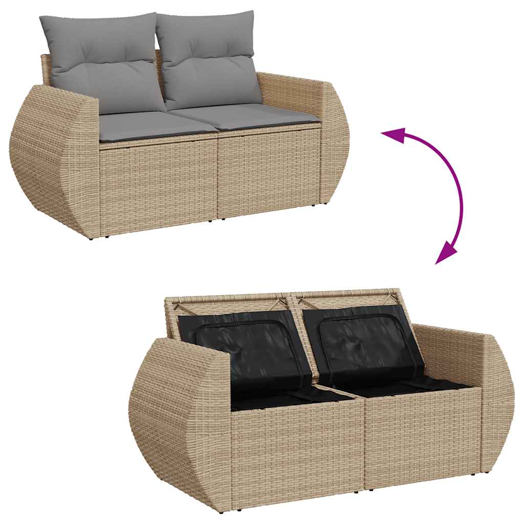 5-dijelni set vrtnih sofa s jastucima poliratan i bagrem bež