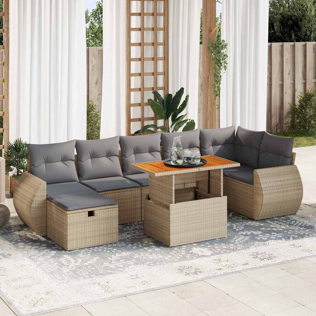 5-dijelni set vrtnih sofa s jastucima poliratan i bagrem bež