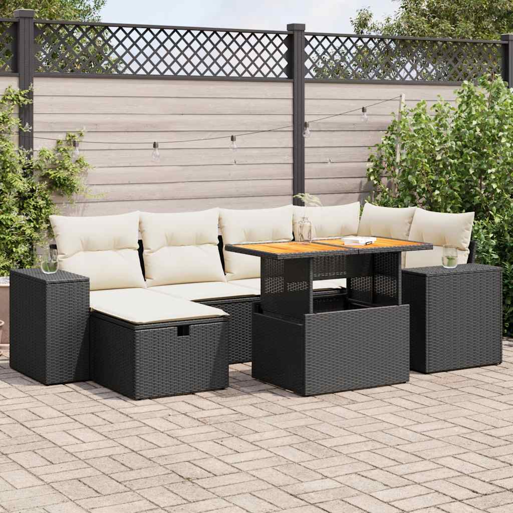 8-dijelni set vrtnih sofa od poliratana s jastucima crni bagrem