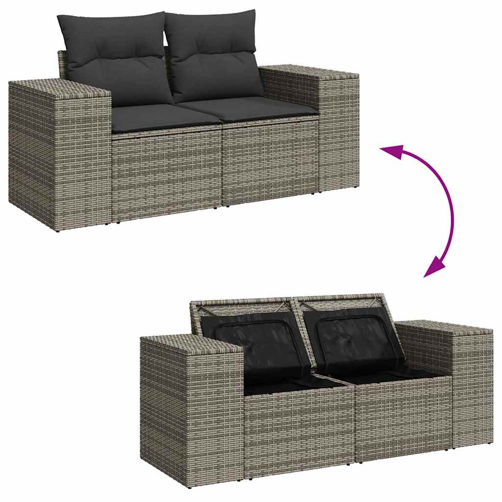 8-dijelni set vrtnih sofa od poliratana s jastucima sivi bagrem