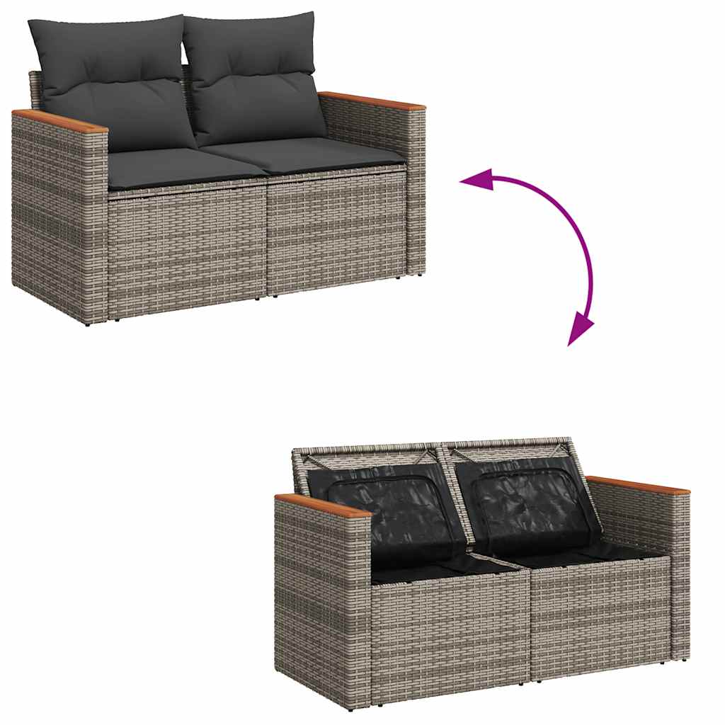 6-dijelni set vrtnih sofa od poliratana s jastucima sivi