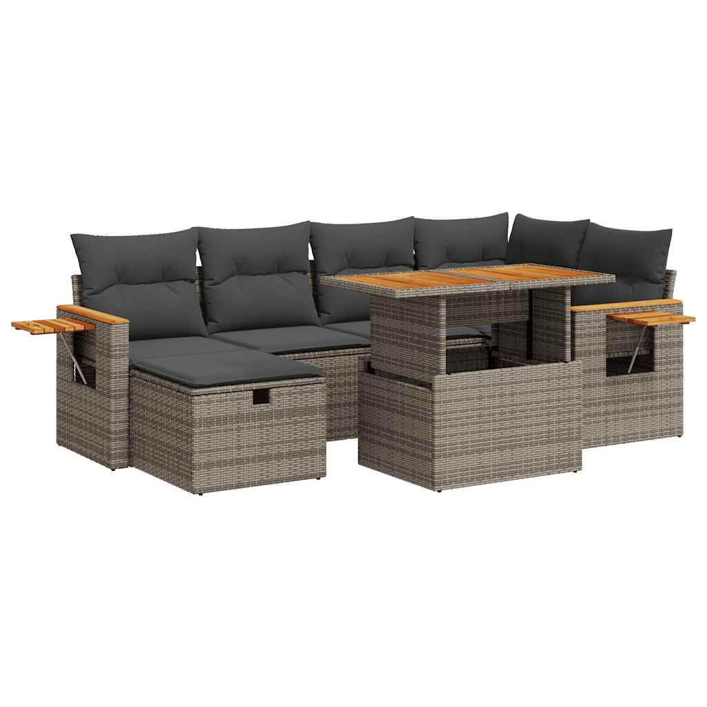 8-dijelni set vrtnih sofa od poliratana s jastucima sivi