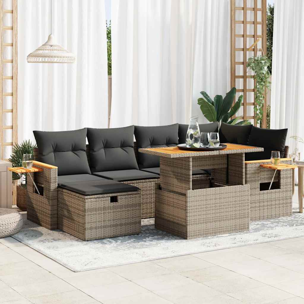 8-dijelni set vrtnih sofa od poliratana s jastucima sivi