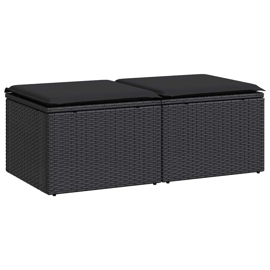2-dijelni set vrtnih sofa s jastucima crni od poliratana bagrem