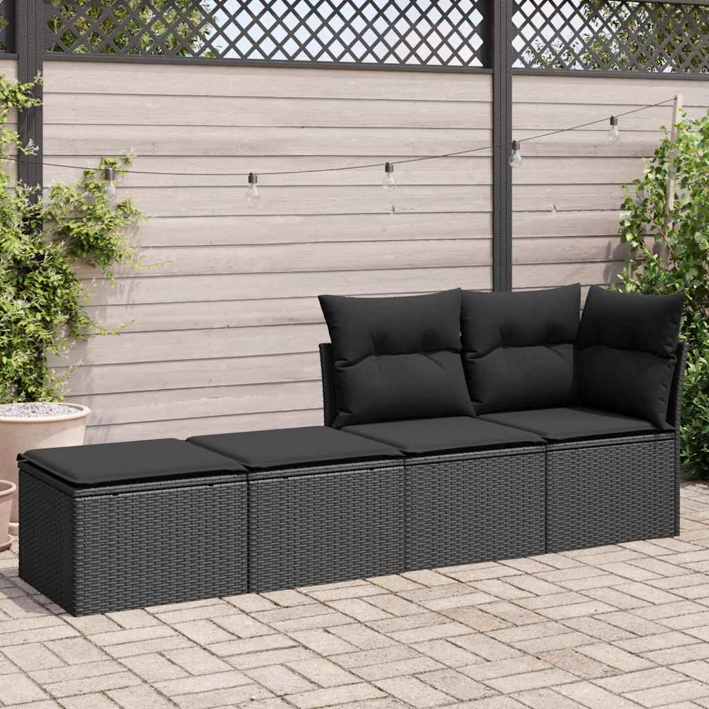2-dijelni set vrtnih sofa s jastucima crni od poliratana bagrem