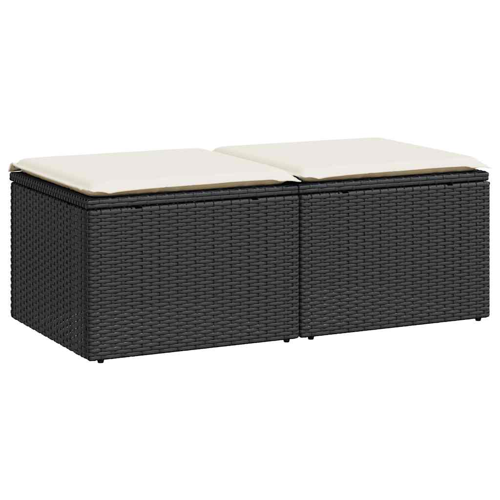 2-dijelni set vrtnih sofa s jastucima crni od poliratana bagrem