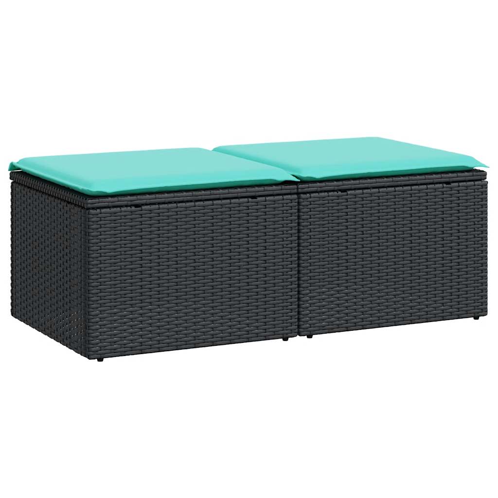 2-dijelni set vrtnih sofa s jastucima crni od poliratana bagrem