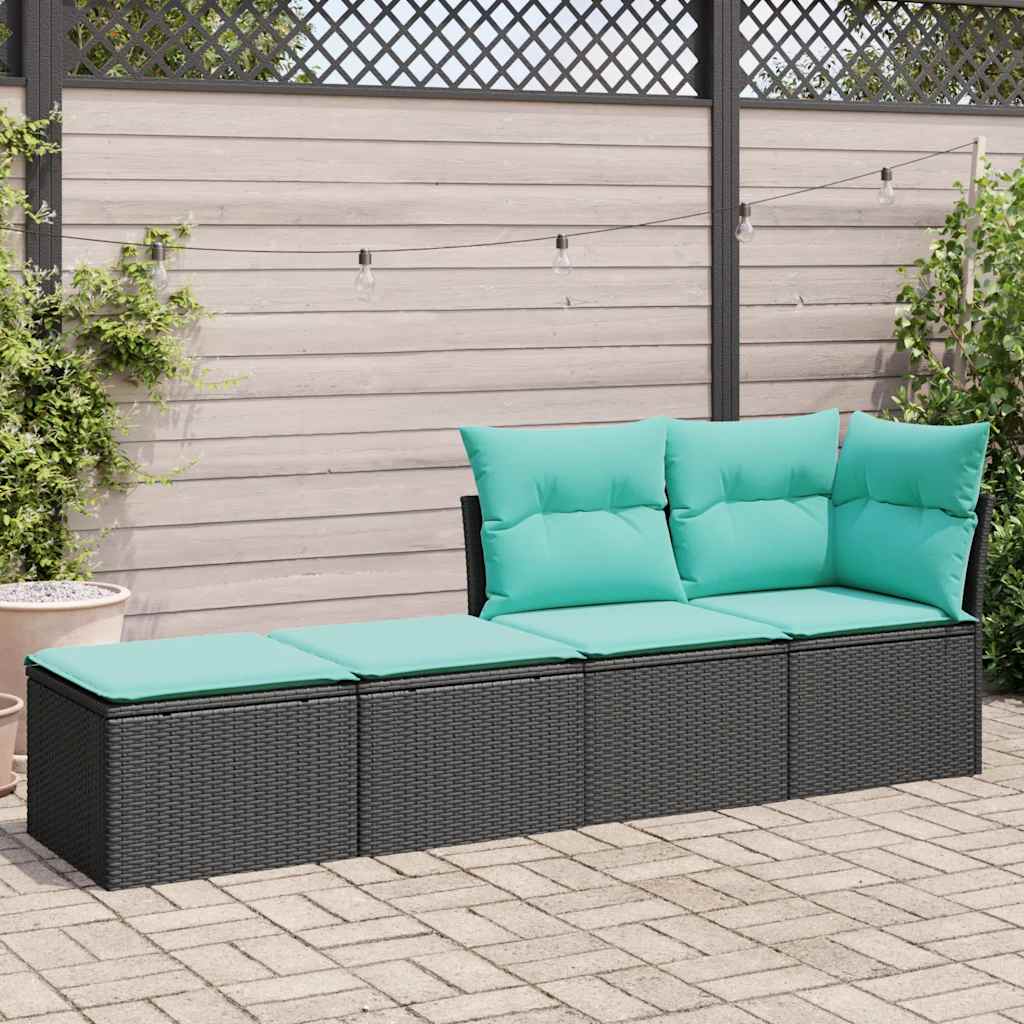 2-dijelni set vrtnih sofa s jastucima crni od poliratana bagrem