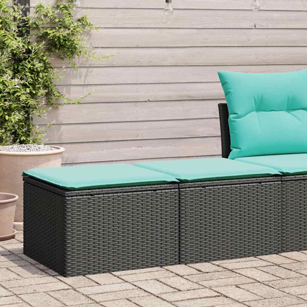2-dijelni set vrtnih sofa s jastucima crni od poliratana bagrem