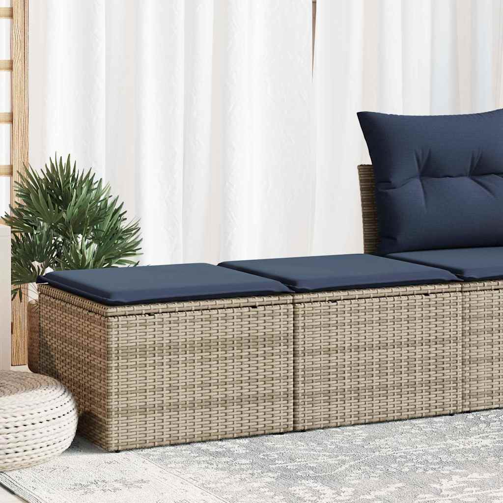 2-dijelni set vrtnih sofa poliratan i bagrem s jastucima sivi