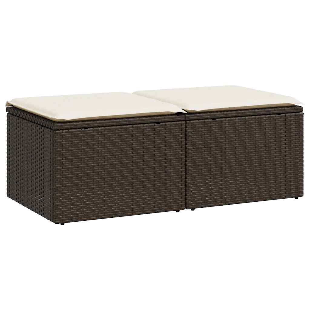 2-dijelni set vrtnih sofa poliratan i bagrem s jastucima smeđi