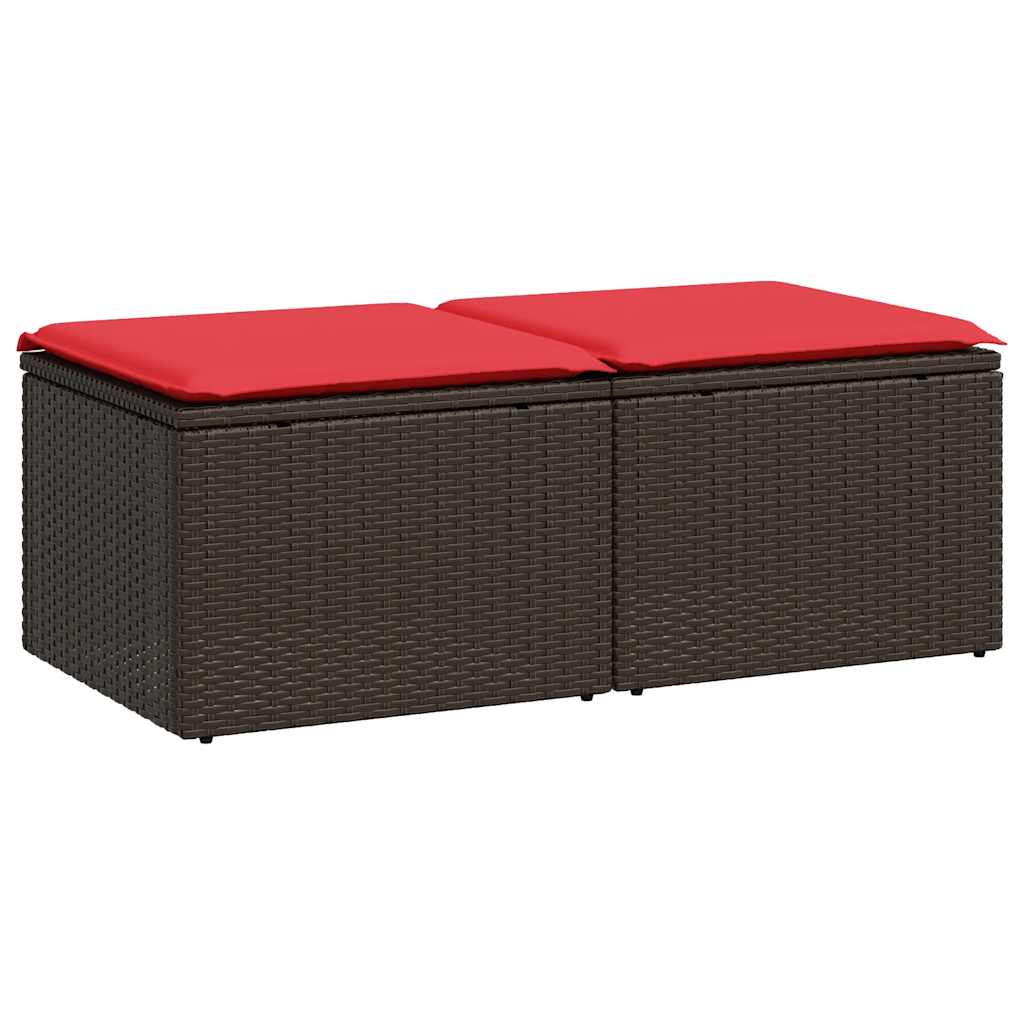 2-dijelni set vrtnih sofa poliratan i bagrem s jastucima smeđi