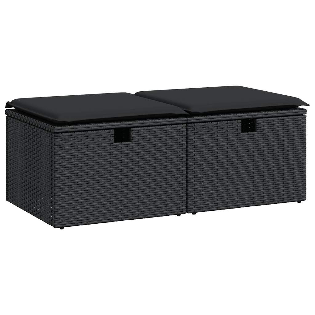 2-dijelni set vrtnih sofa s jastucima crni od poliratana bagrem