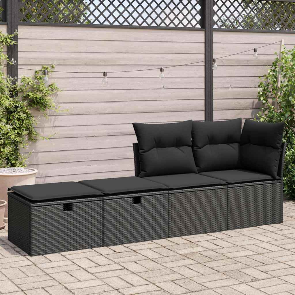2-dijelni set vrtnih sofa s jastucima crni od poliratana bagrem