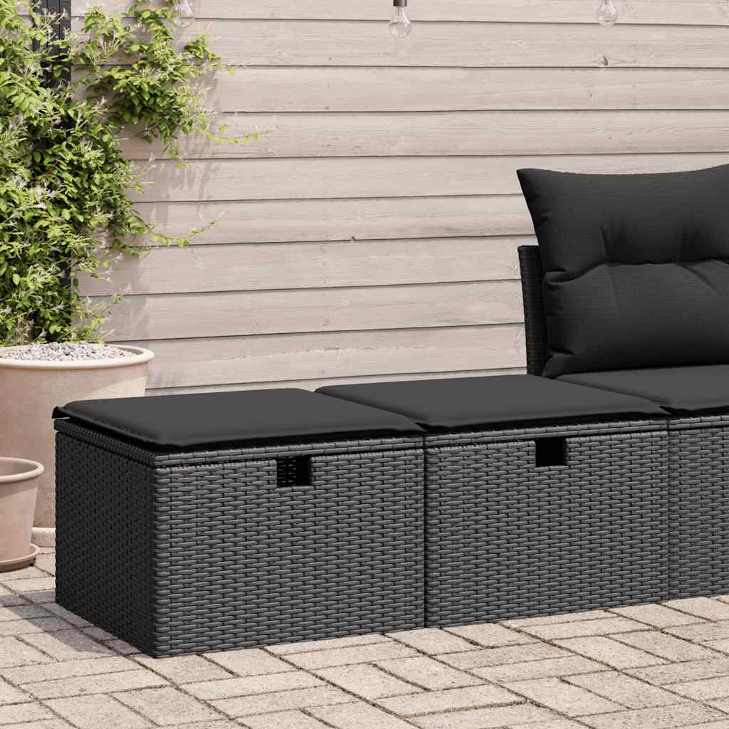 2-dijelni set vrtnih sofa s jastucima crni od poliratana bagrem