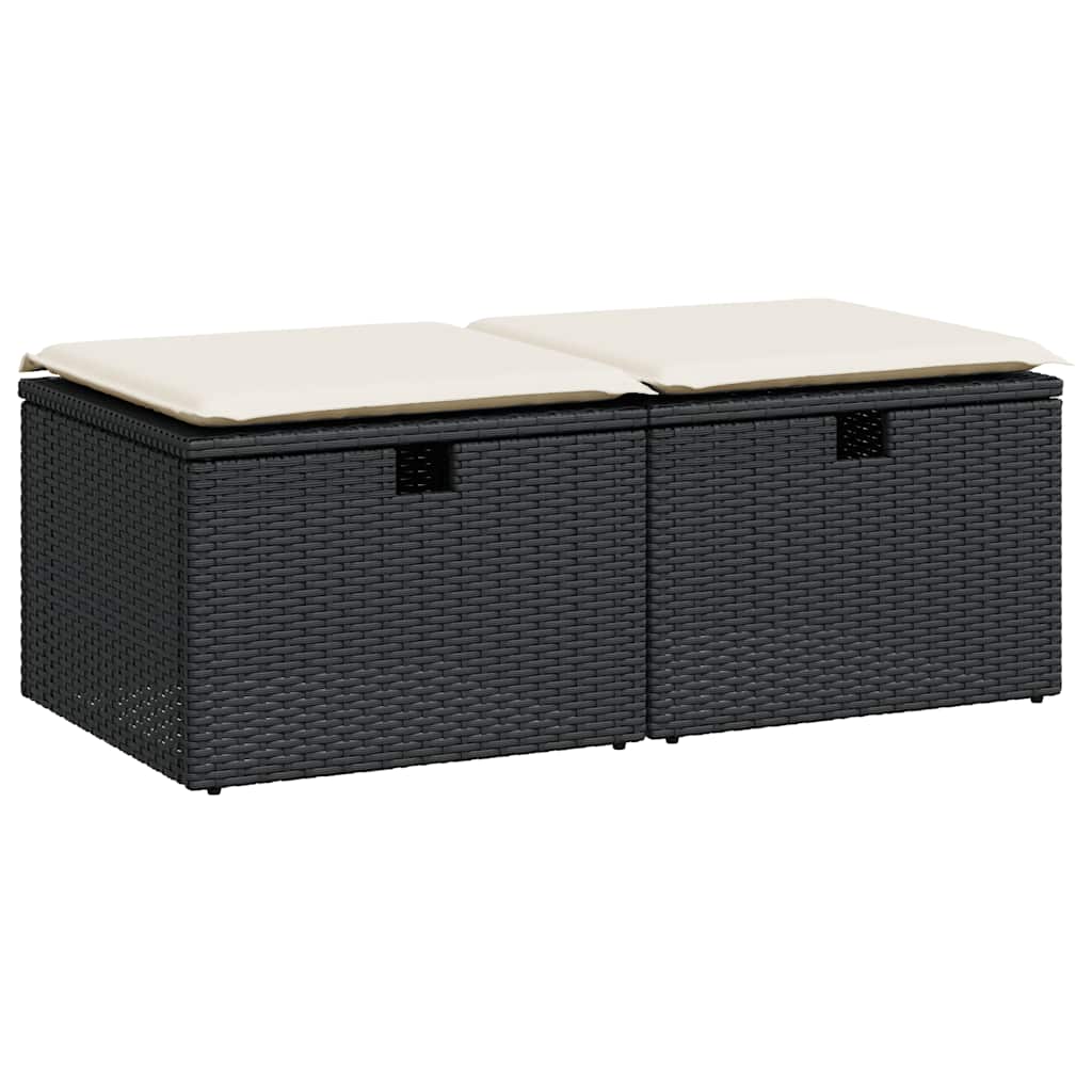 2-dijelni set vrtnih sofa s jastucima crni od poliratana bagrem