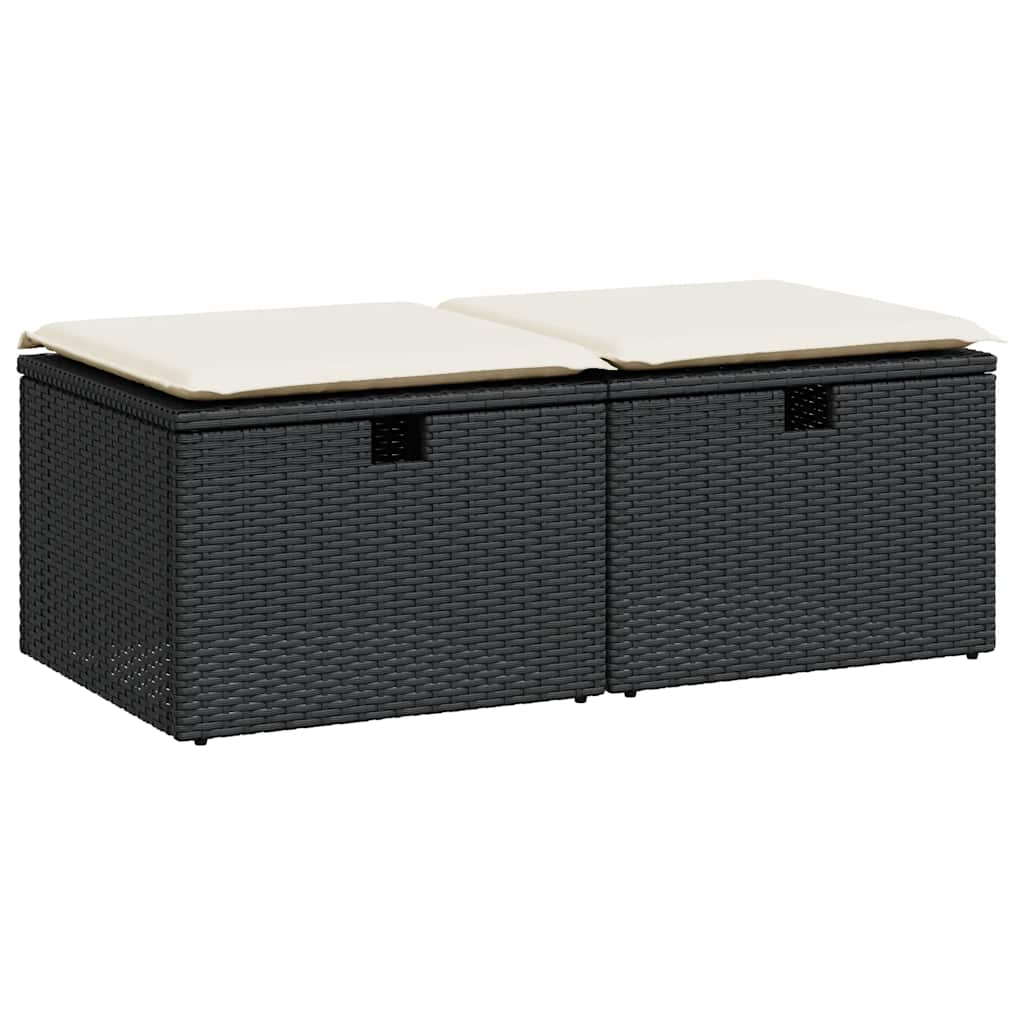 2-dijelni set vrtnih sofa s jastucima crni od poliratana bagrem
