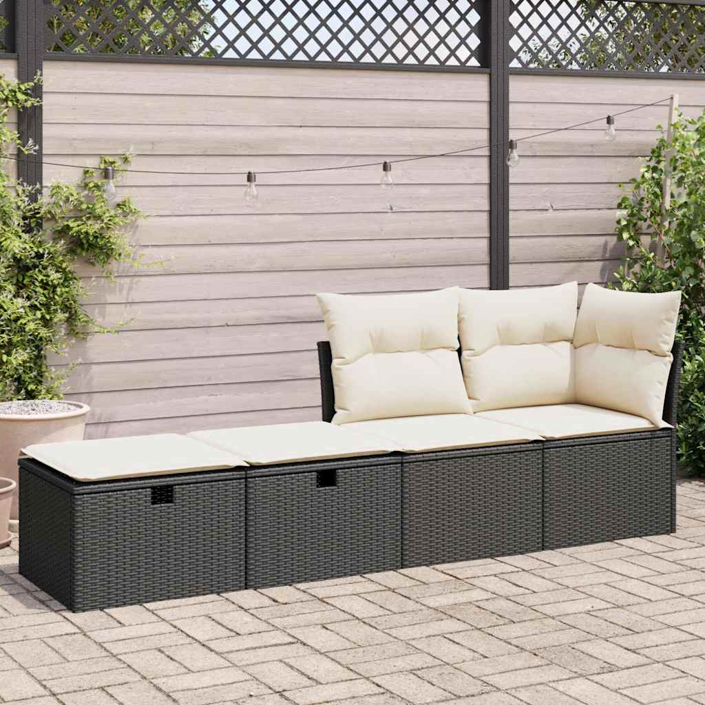 2-dijelni set vrtnih sofa s jastucima crni od poliratana bagrem