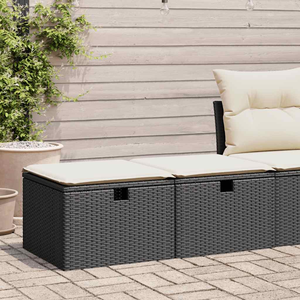 2-dijelni set vrtnih sofa s jastucima crni od poliratana bagrem