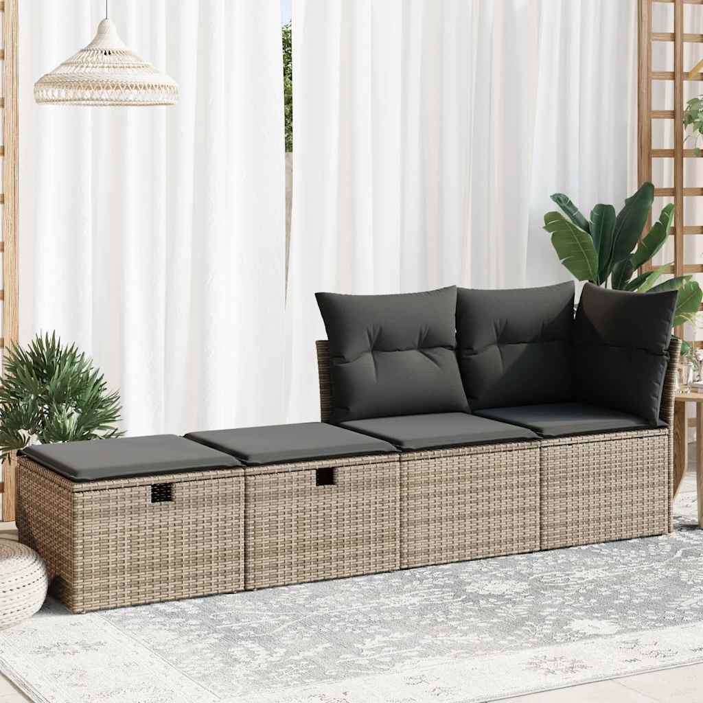 2-dijelni set vrtnih sofa poliratan i bagrem s jastucima sivi