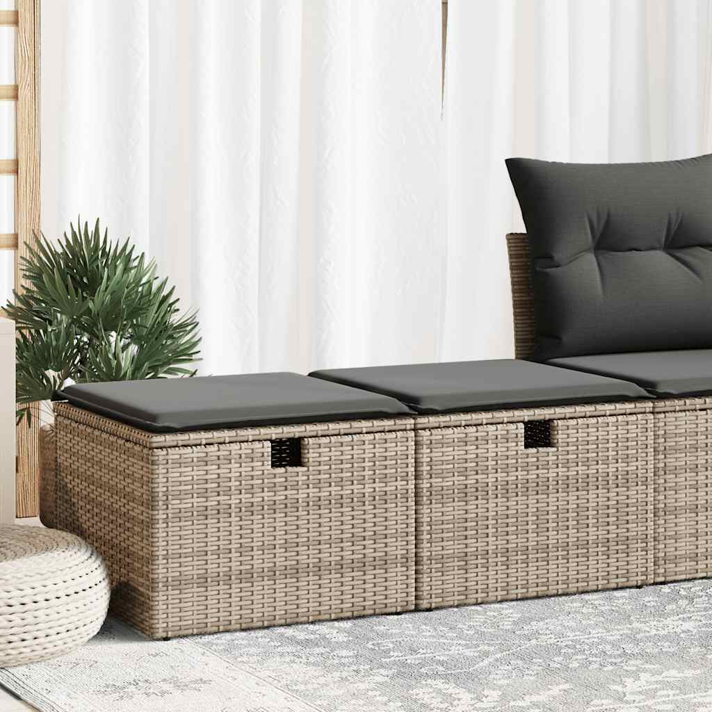 2-dijelni set vrtnih sofa poliratan i bagrem s jastucima sivi