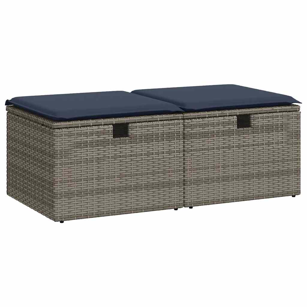 2-dijelni set vrtnih sofa poliratan i bagrem s jastucima sivi