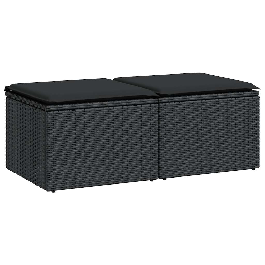 2-dijelni set vrtnih sofa s jastucima crni od poliratana bagrem